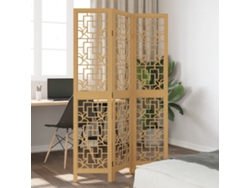 Biombo de 3 paneles de madera maciza de paulownia marrón Wsd964143 Lovely Home