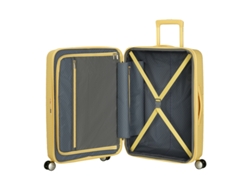 Maleta de viaje mediana de 67 cm, 4 ruedas, caja de resonancia, color amarillo pastel, American Tourister