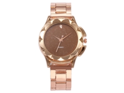 Reloj De Cuarzo Vansvar Para Mujer Con Correa De Aleación Y Diamantes De Imitación Con Estampado Floral Marrón.