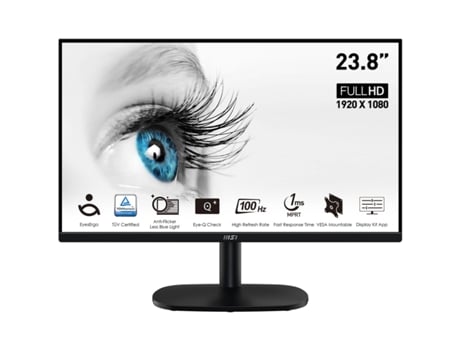 Monitor MSI PRO MP245V (Negro - Full HD - 23,8" - IPS - LCD - Flicker free - NVIDIA G-SYNC - 4 ms)