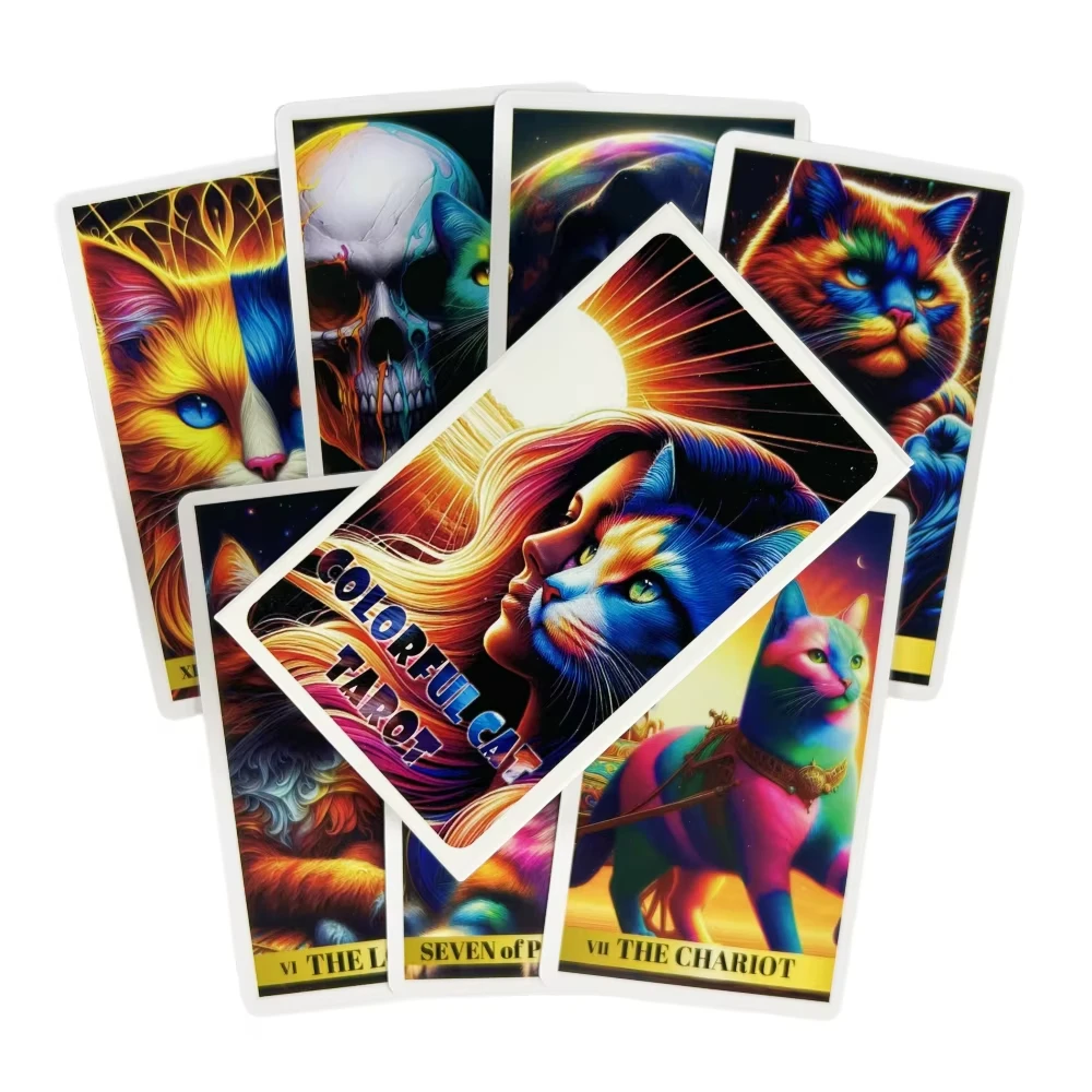Tarô Gato Colorido Ases, 78 Cartas Oráculo, Versão Em Inglês, Jogo De Cartas De Adivinhação, Jogo De Pregação