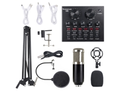 Kit Multifuncional De Micrófono De Condensador Y Tarjeta De Sonido Para Grabación, Transmisión En Vivo Y Mezcla Inteligente Con Soporte Flexible.