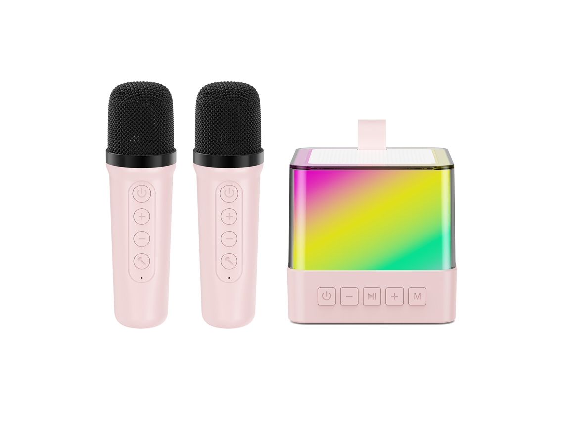 Máquina De Karaokê Portátil Para Crianças E Adultos Com 2 Microfones Sem Fio, Luzes Led E Bluetooth 5.3