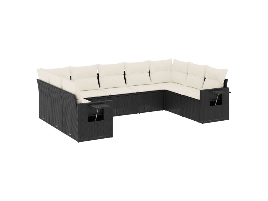 Maison Exclusive - Set De Sofás De Jardín 8 Piezas Y Cojines Ratán Sintético Negro