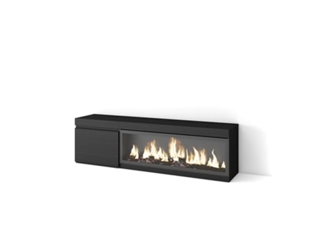 Mueble TV, Televisión, 160, Para TV hasta 65, Chimenea eléctrica XXL, Negro SKRAUT HOME