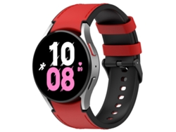 Bracelete Para Samsung Galaxy Watch 5 (40mm/44mm) - Silicone E Couro Preto - Fivela (tamanho S) - Vermelho