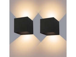 Lámpara De Pared Led Negra De 12 W, Ip65, Regulable, Luz Blanca Cálida De 3000 K, 10 X 10 X 10 Cm.