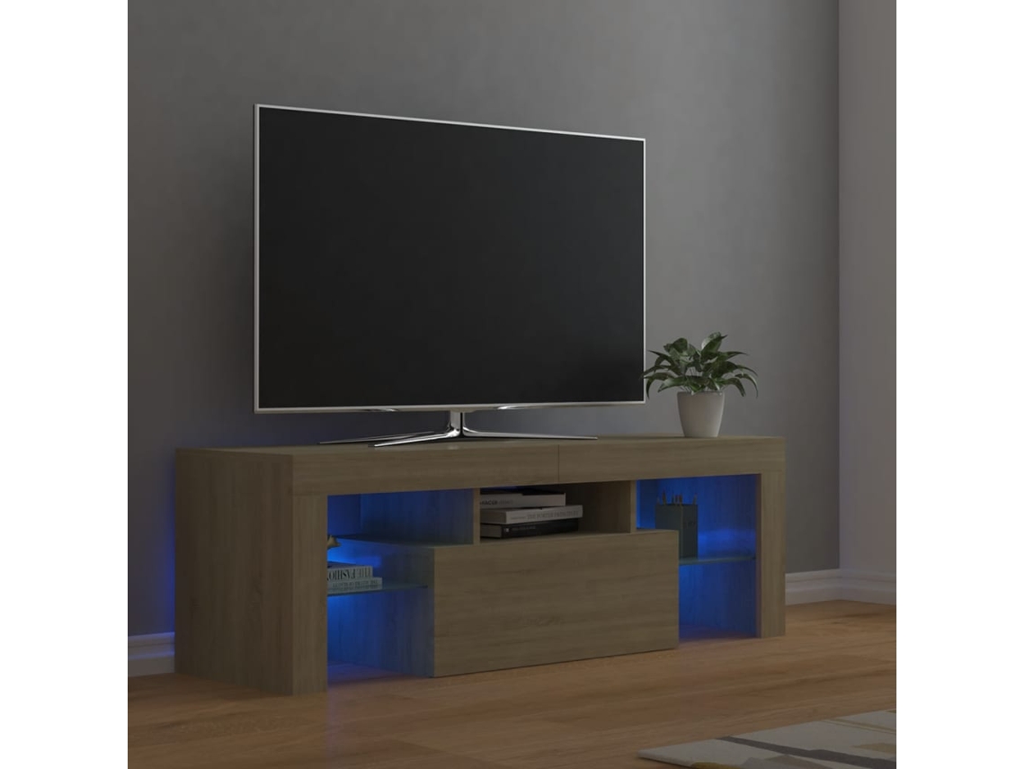 Mueble de TV con luces LED, 120 x 35 x 40 cm, roble Sonoma, DKD HOME DECOR