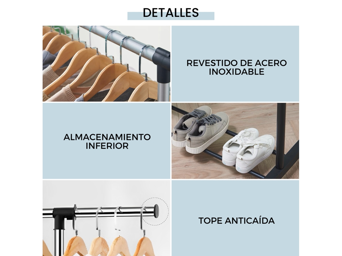 Perchero burro para ropa simple extensible con ruedas