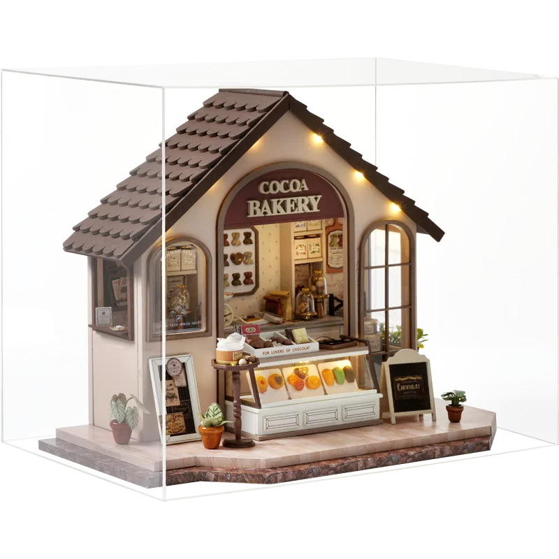 (da005b Con Tapa) Kit De Construcción De Casa De Muñecas En Miniatura De Madera Para Bricolaje, Incluye Muebles Y Accesorios De Casa De Muñecas.