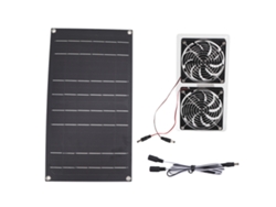 Kit de ventilador solar doble de 100 W IP67 para tienda de campaña para mascotas.