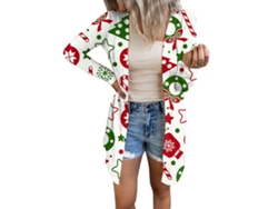 2026altiro-abrir Frente Camisa Abrigo Manga Larga Impresión Navideña Halloween Casual Blusa Mujer Tipo 3 3xl