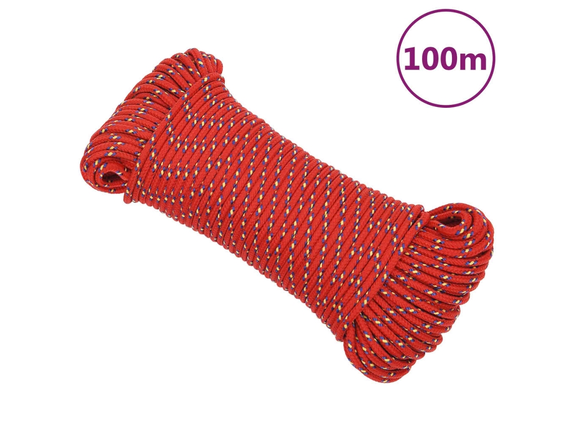 Cuerda De Barco Polipropileno Rojo 4 Mm 100 M