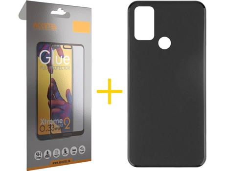 Kit Funda + Protector de Pantalla Alcatel 1S 2021 ACCETEL Full Liso (Negro)