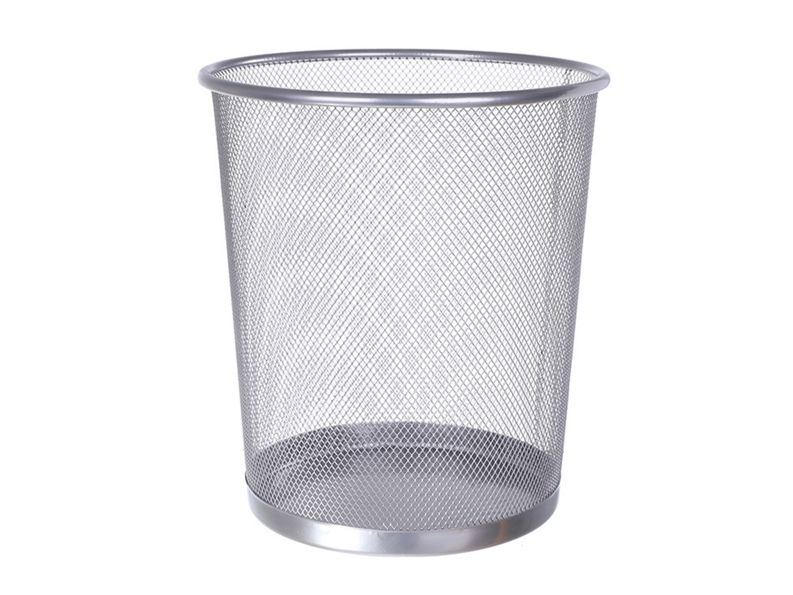 Papelera redonda abierta de malla metálica Baok para residuos, contenedor de basura para el hogar, cocina, baño, oficina, dormitorio, gris.