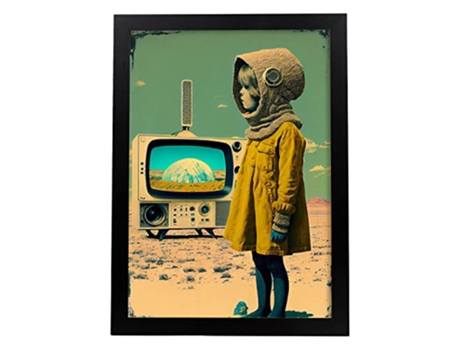 NACNIC Poster Televisión En Estilo Surrealismo Cinematográfico Ilustraciones Y Grabados De Historieta Abstracta Y Artística A4 Marcos Negros