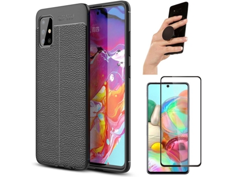 Carcasa, Protector y Popsocket Samsung A51 Rugged Leather Negro