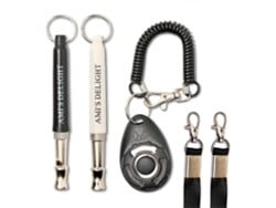 Conjunto De 5 Apitos Ultrassônicos Ajustáveis ​​para Cães Com Cordão E Clicker Para Controle De Latidos E Treinamento.