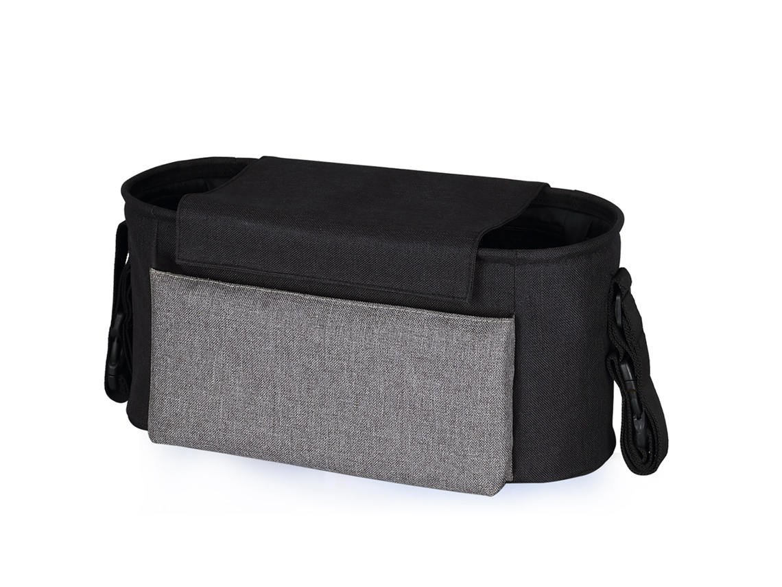 Organizador Para Cochecito De Bebé Con Portabotellas Y Bolsillos De Almacenamiento, Negro.