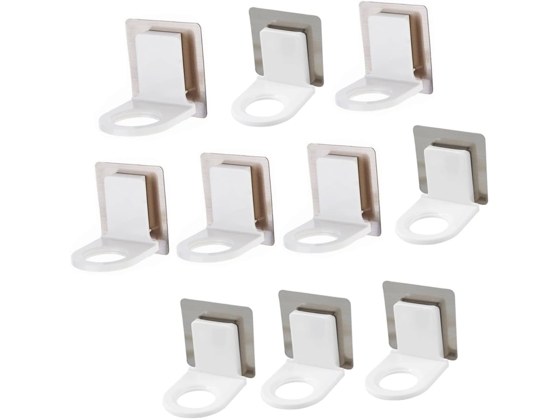 Juego de 10 soportes de pared para productos de baño, como gel de ducha y champú. No requiere taladros y es resistente a la humedad.