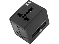 Adaptador de viaje universal con 2 puertos USB para más de 150 países, carga rápida, compatible con dispositivos móviles | Sin marca