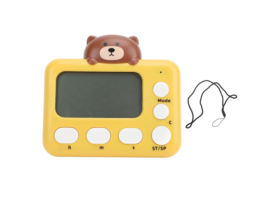 Temporizador Digital de Cozinha Portátil com Design de Desenho Animado Urso para Estudo e Cozinha