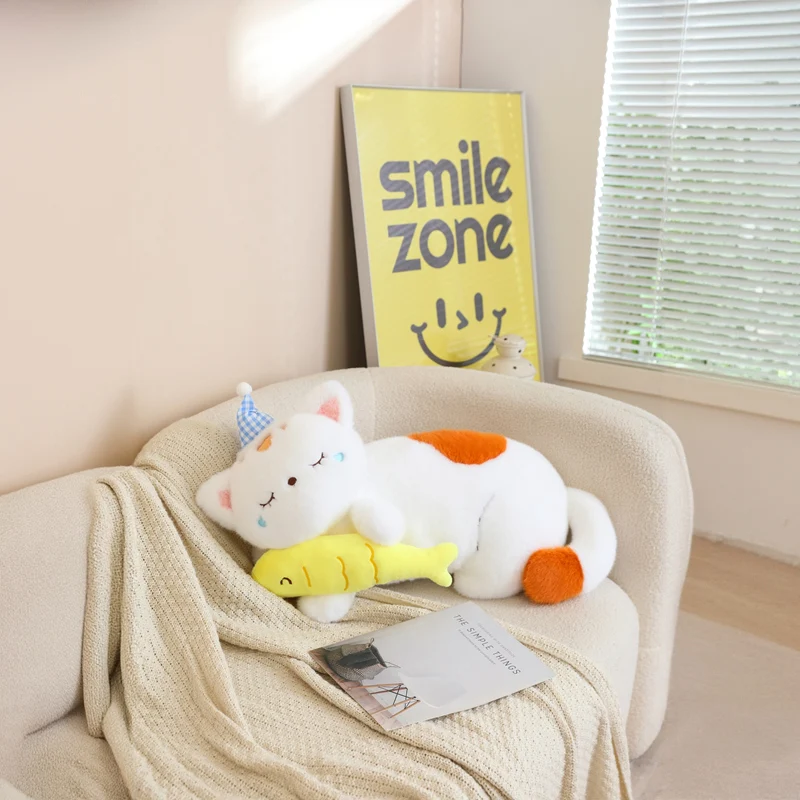 (blanco, 70 Cm) Almohada Para Adultos, Cojín, Cojín De Asiento, Cojín De Respaldo, Diseño De Gato Adorable