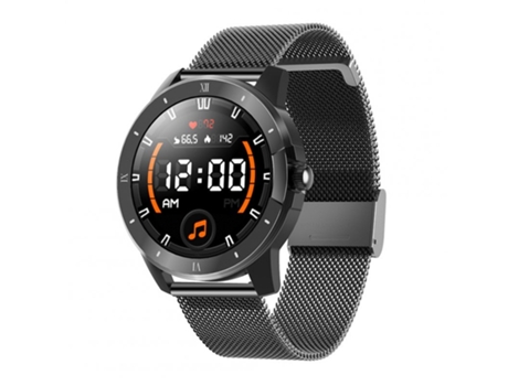 Smartwatch Llamada Bluetooth Reproductor de música Esfera negra Cinturón de acero negro