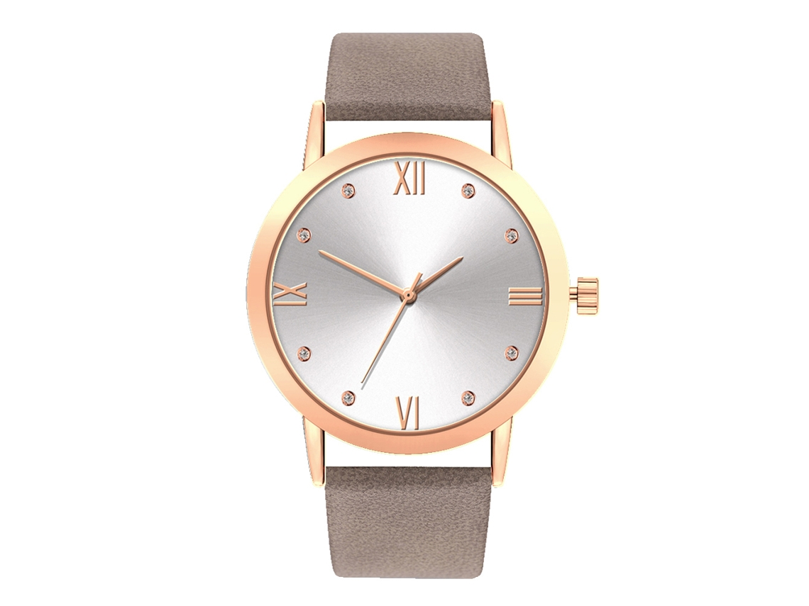 Reloj De Cuarzo Unisex Para Hombre Y Mujer, Moderno Con Correa De Pu Gris.