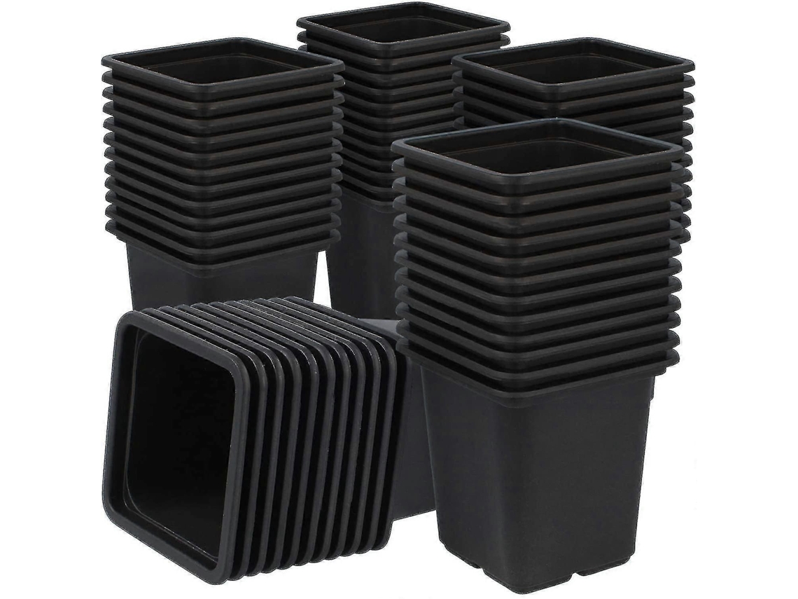 60 Macetas De Crecimiento Para Plantas - Macetas Cuadradas De Plástico Negro Con Agujeros De Drenaje - 7x7cm Apertura Exterior