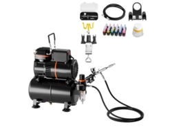 Kit de aerógrafo Succebuy con compresor de aire de 1/6 HP, tanque y 24 colores