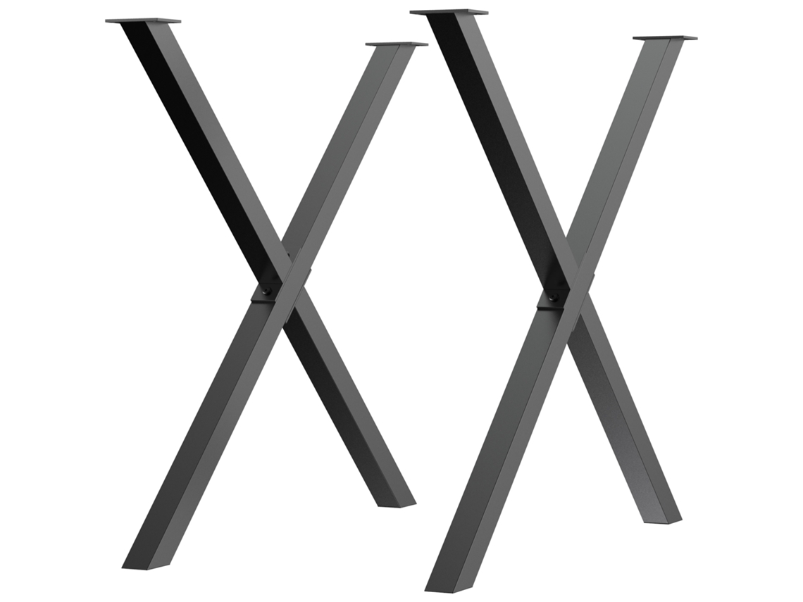 Pés Mesa Industrial 2 Unidades Estilo X 80x72cm Aço Preto