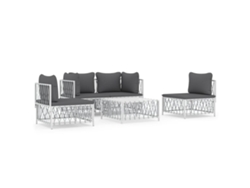 Maison Exclusive - 5 Pcs Conjunto Lounge De Jardim Com Almofadões Aço Branco