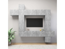9 Pzs Pack de Muebles de Armario Tv Contrachapado Gris Cemento