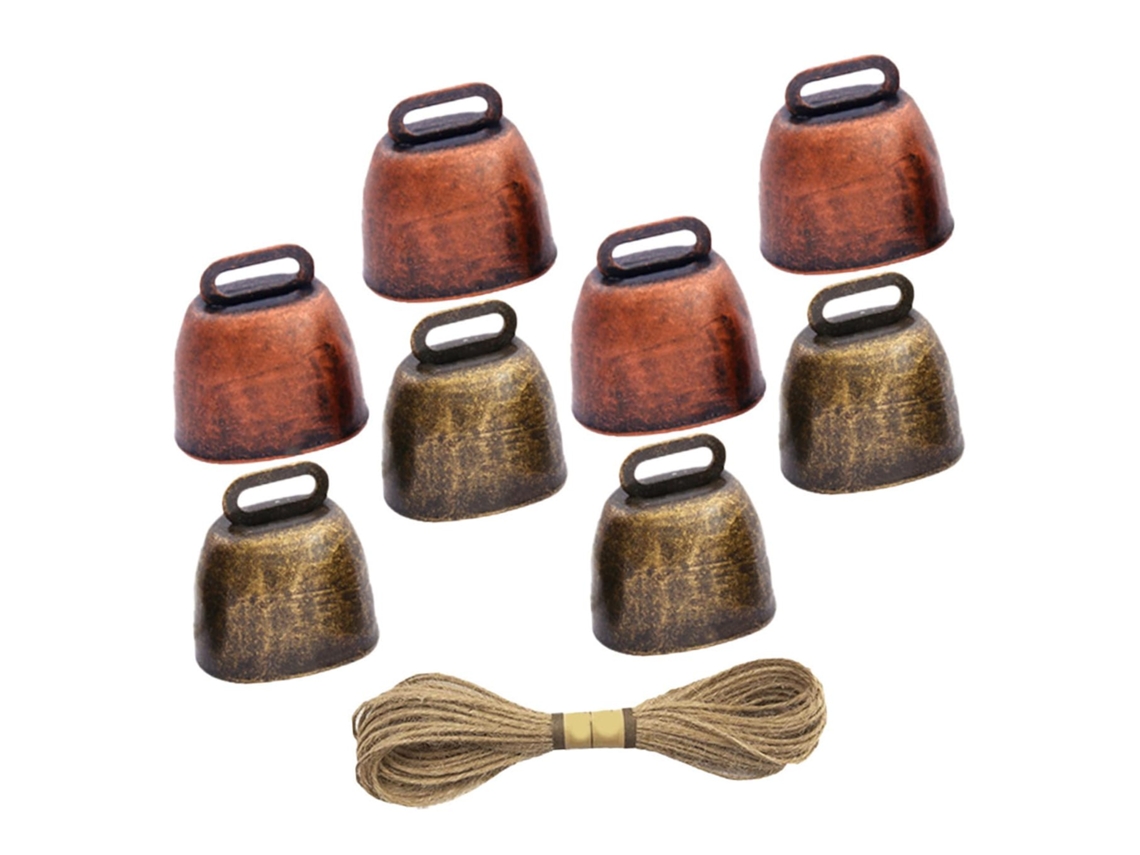 Juego De 8 Campanas Metálicas Vintage Para Pastos De Ganado Vacuno Y Caprino, Tonos Claros.