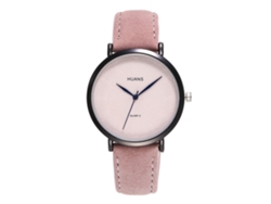 Reloj De Pulsera Unisex De Cuarzo Con Correa De Piel Sintética Rosa - Moda