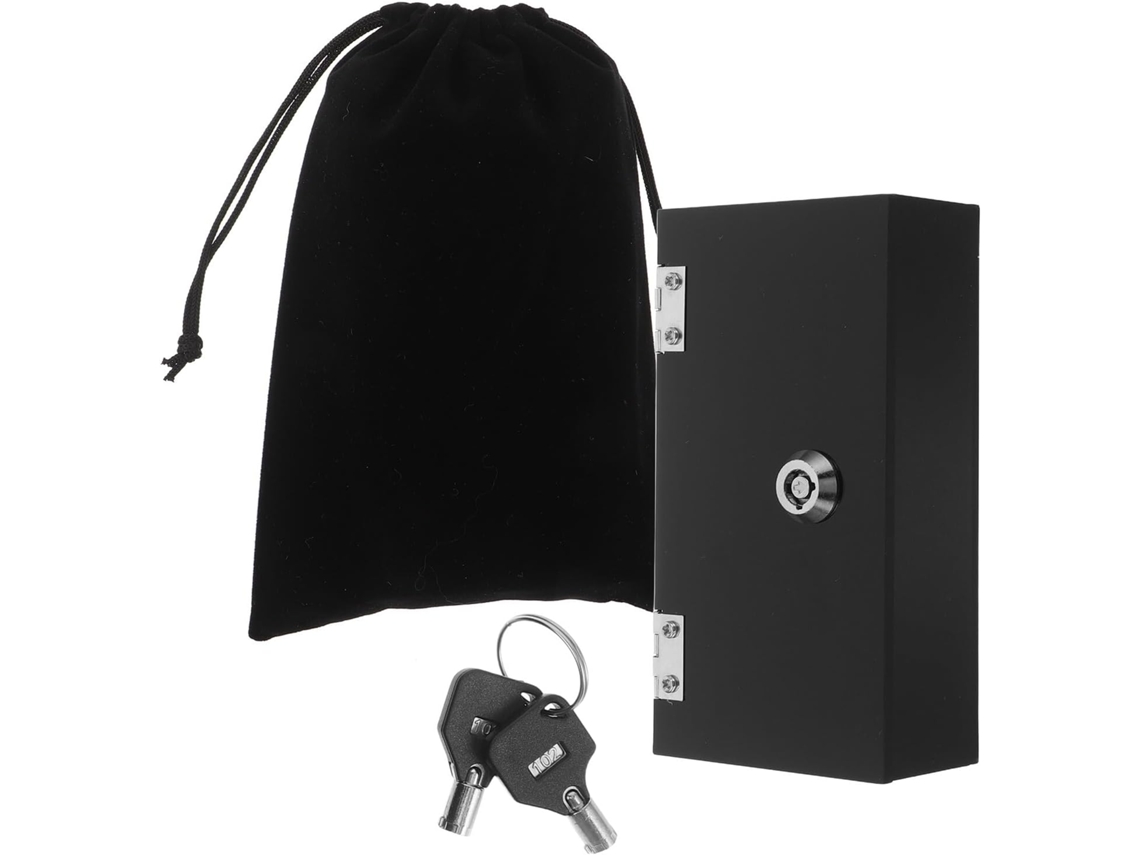 Monedero pequeño de acrílico negro con compartimento con cremallera, caja fuerte portátil. SFUSHOS