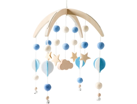 Móvil Bebé Campanas De Viento Bolas De Fieltro Luna Estrellas Móvil Globo De Aire Caliente Bebé Niños Niñas Cama Colgante Colgante Para Cuna Cama D...