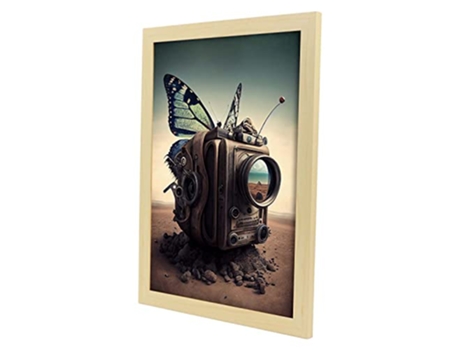 NACNIC Poster Cámara Mariposa En Estilo Surrealismo Cinematográfico Ilustraciones Y Grabados De Historieta Abstracta Y Artística A3 Marcos Madera