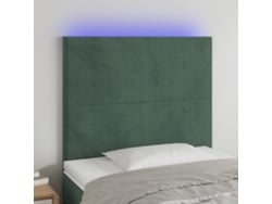 Cabecero Con Luces Led Terciopelo Verde Oscuro 100x5x118/128 Cm