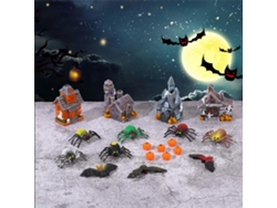 Juguetes de resina populares para Halloween: arañas artificiales, murciélagos, calabazas y accesorios decorativos en miniatura. Ly Ebike