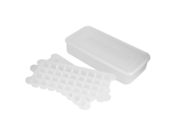 Bandeja para cubitos de hielo con recipiente, 1,7 L, 2 capas, 72 cubitos, PP apto para uso alimentario, con tapa sellada, sin marca.