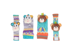 Adorable Y Colorido Conjunto De Calcetines Y Pulsera Para Bebés Con Sonajeros.