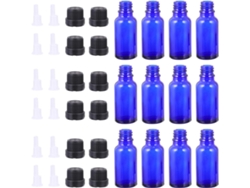 Ciieeo De 15 Frascos Conta-gotas De Vidro Azul De 20ml Para Óleos Essenciais Com Tampas Largas