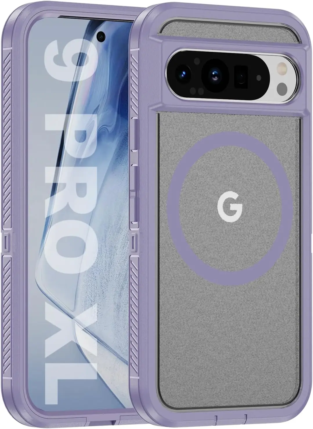 (morado, Google Pixel 9 Pro) Funda Protectora Resistente Para Teléfono, A Prueba De Golpes, Magnética, Con Carga Inalámbrica.