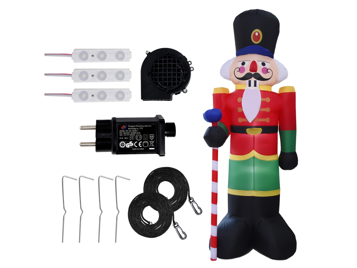 Cascanueces Inflable Navideño De 2,4 M Con Luces Led Para Exteriores, Jardín Y Patio.