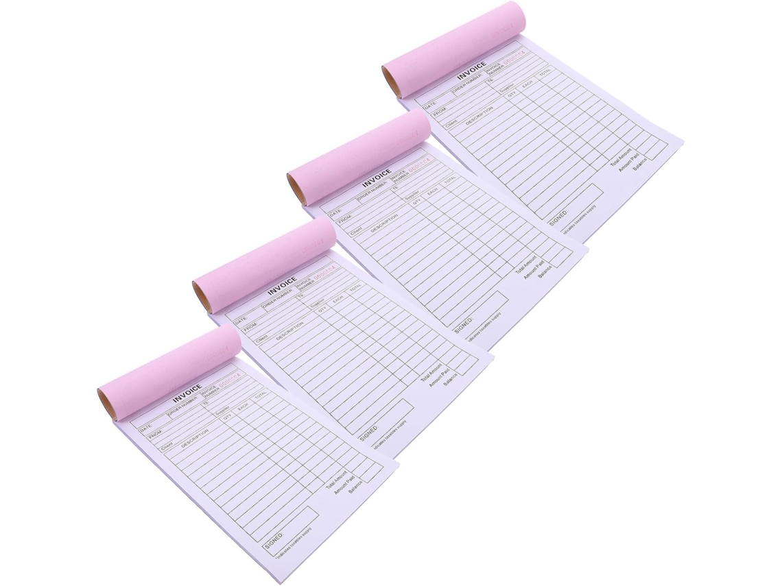 Talonario De Recibos Autocopiativos Para Clientes, 2 Copias, 4 Hojas De Papel Para Pequeñas Empresas.