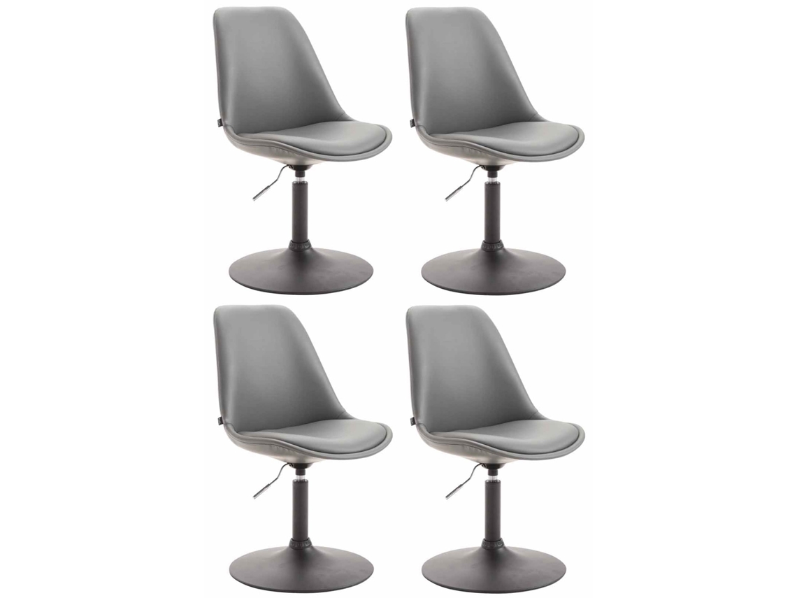 Juego de 4 sillas de comedor Maverick de piel sintética CLP gris/negro