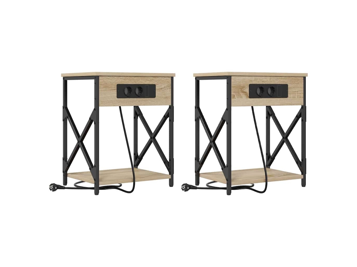 Juego de 2 mesitas de noche de roble Sonoma 41x31x51 cm MAISON EXCLUSIVE
