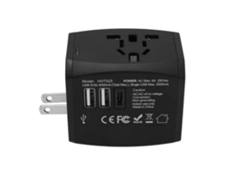 Adaptador de corriente universal de viaje 6A 2xUSB3.0A USB C todo en uno Adaptador cargador de pared para todo el mundo